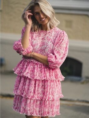 GANNI Georgette Sweet Lilac mini dress